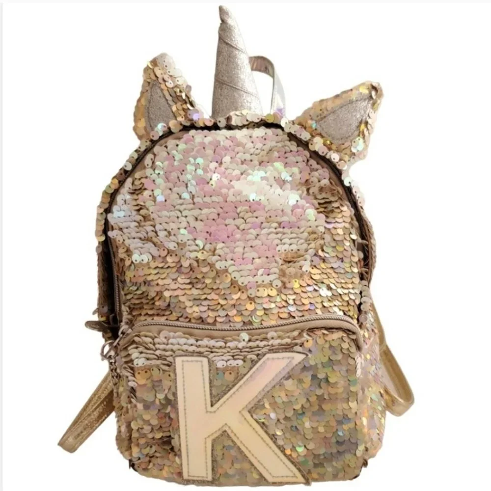 justice store mini backpacks letter k gold STATE Bags Recommended for little adventurers ages 2 Flip Sequin Letter N mini